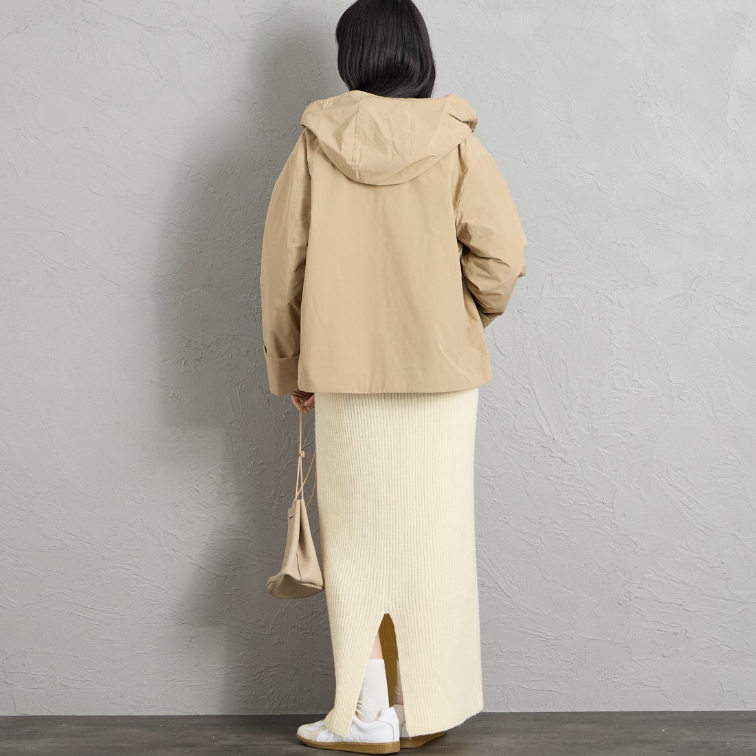 DANTON [ダントン] フードジャケット [DT-A0673KTF] BEIGE &&モデル身長：162cm 着用サイズ：34&&