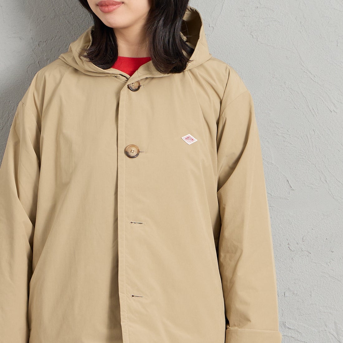 DANTON [ダントン] フードジャケット [DT-A0673KTF] BEIGE &&モデル身長：162cm 着用サイズ：34&&