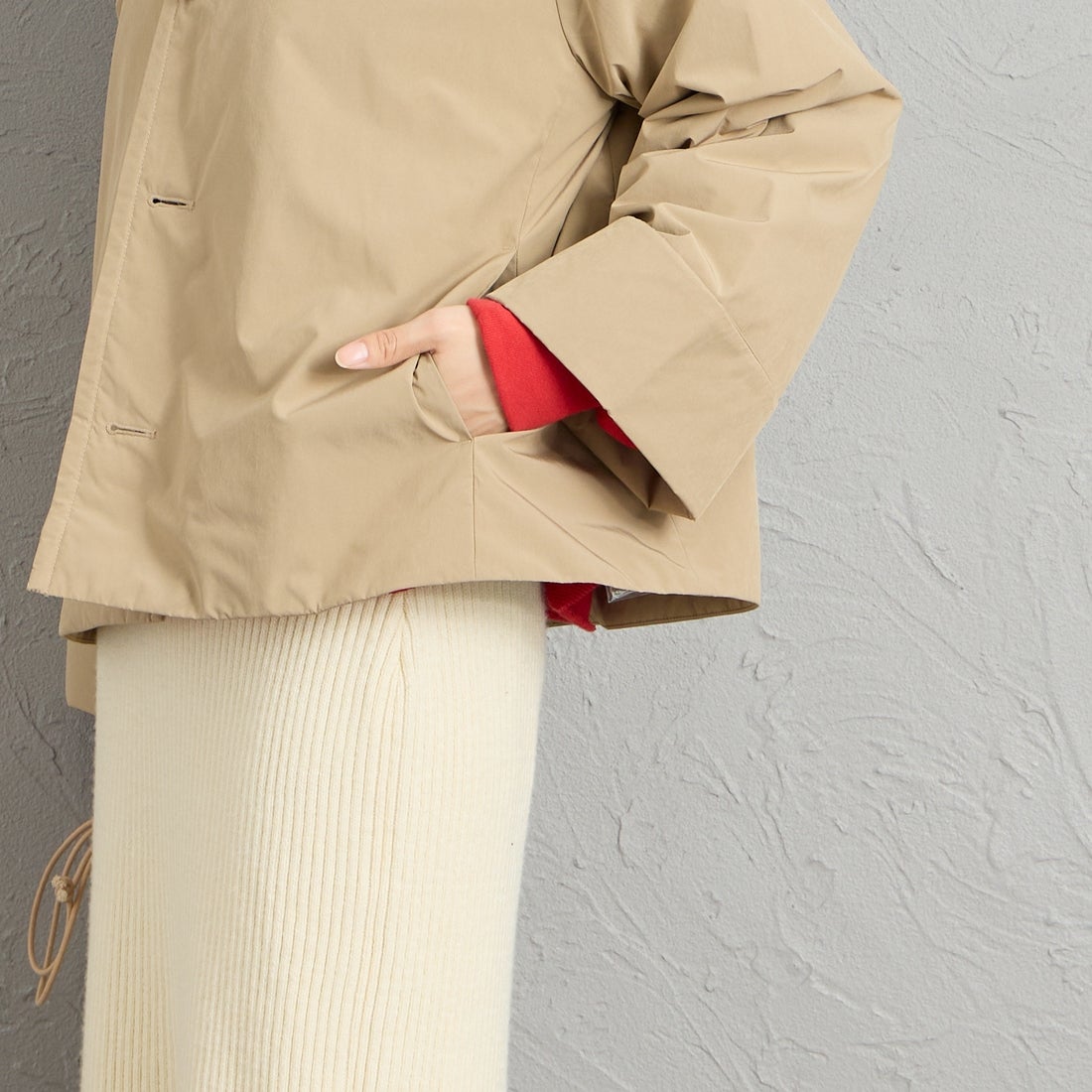 DANTON [ダントン] フードジャケット [DT-A0673KTF] BEIGE &&モデル身長：162cm 着用サイズ：34&&