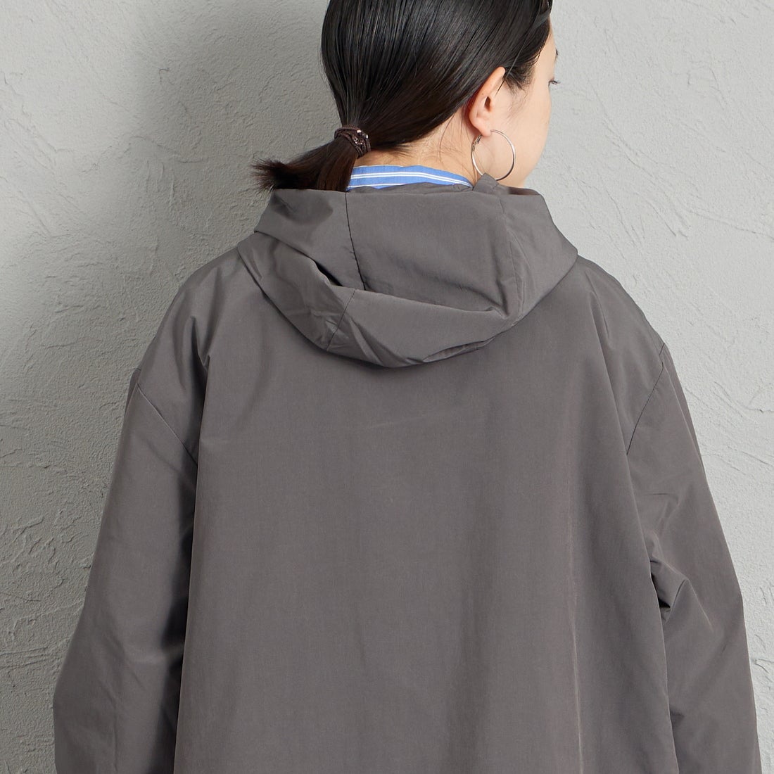 DANTON [ダントン] フードジャケット [DT-A0673KTF] CHARCOAL &&モデル身長：150cm 着用サイズ：36&&