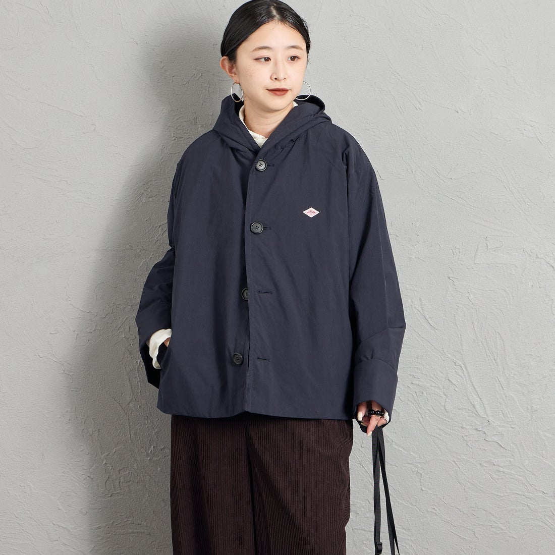 DANTON [ダントン] フードジャケット [DT-A0673KTF] NAVY &&モデル身長：150cm 着用サイズ：34&&