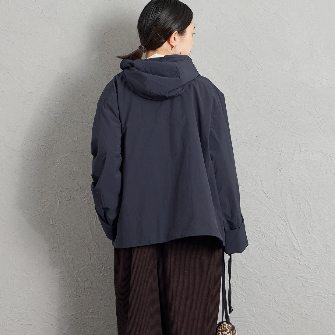 DANTON [ダントン] フードジャケット [DT-A0673KTF] NAVY &&モデル身長：150cm 着用サイズ：34&&