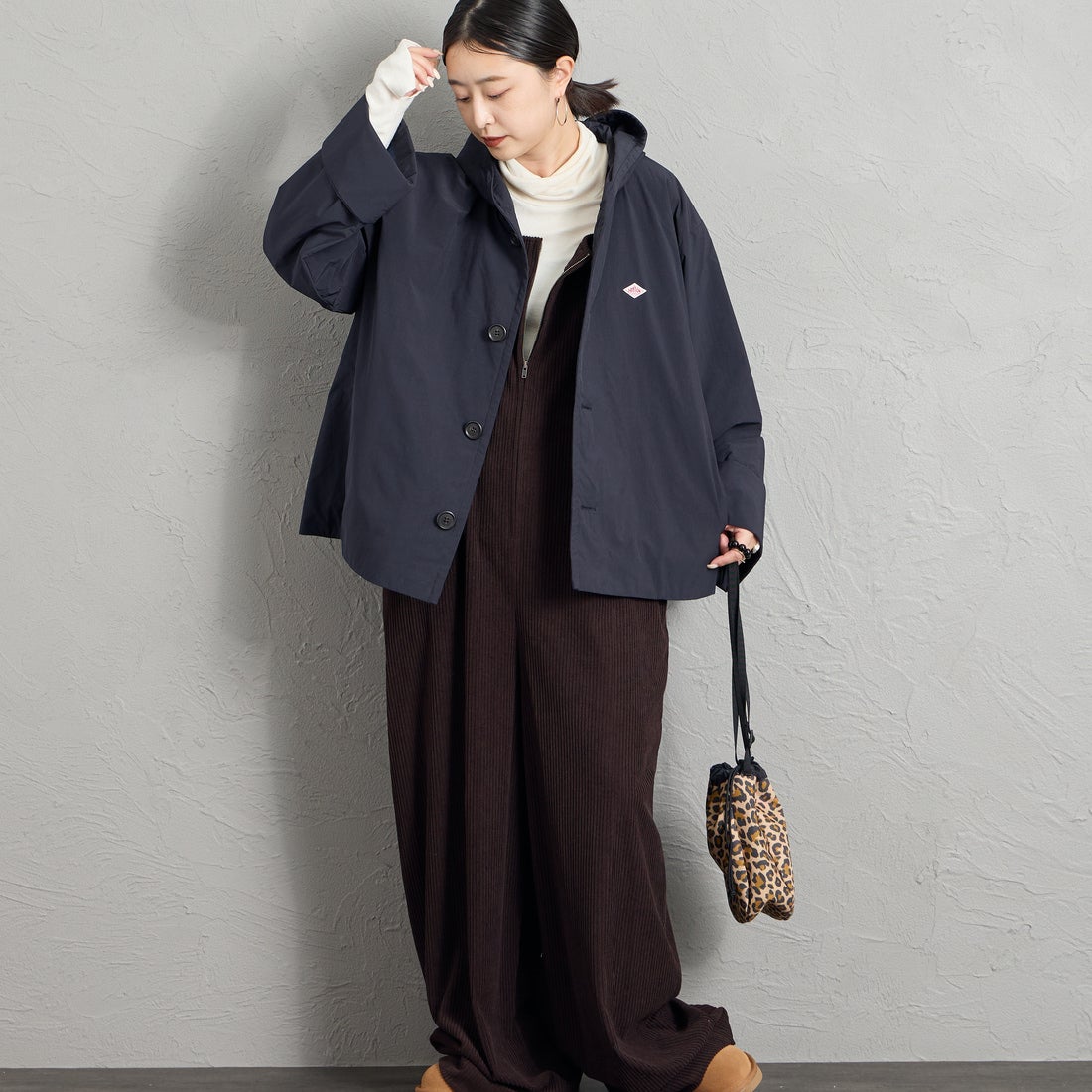 DANTON [ダントン] フードジャケット [DT-A0673KTF] NAVY &&モデル身長：150cm 着用サイズ：34&&