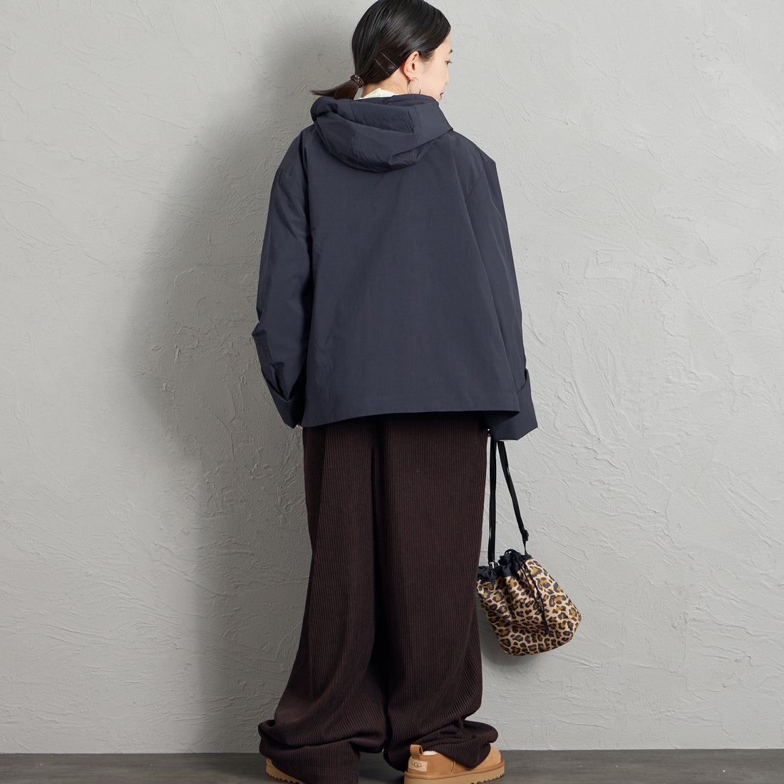 DANTON [ダントン] フードジャケット [DT-A0673KTF] NAVY &&モデル身長：150cm 着用サイズ：34&&