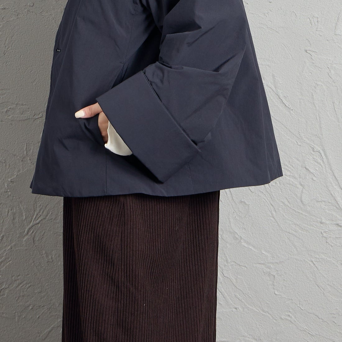 DANTON [ダントン] フードジャケット [DT-A0673KTF] NAVY &&モデル身長：150cm 着用サイズ：34&&