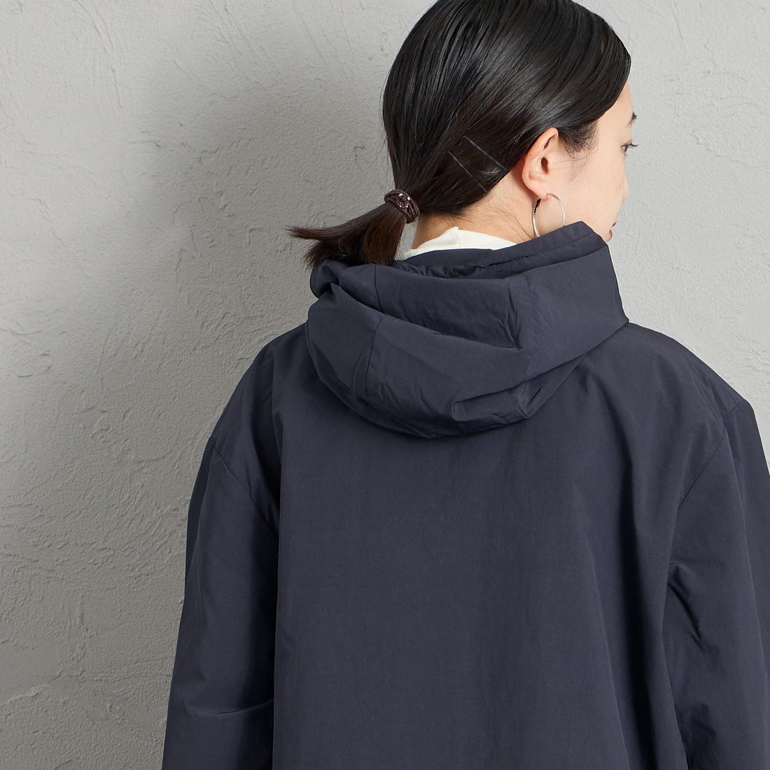 DANTON [ダントン] フードジャケット [DT-A0673KTF] NAVY &&モデル身長：150cm 着用サイズ：34&&