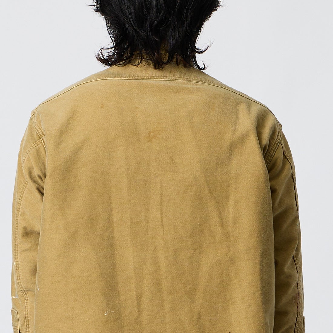 BOW WOW [バウワウ] ヘビーモールスキン ジップワークシャツ [BWU-HMWS] D.KHAKI &&モデル身長：177cm 着用サイズ：M&&