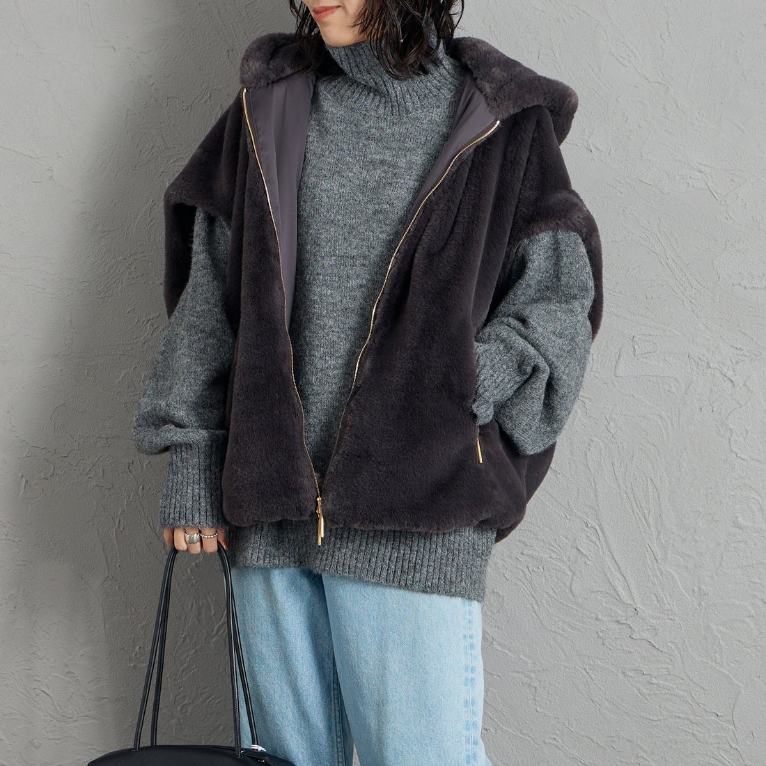TATRAS [タトラス] GITEGA/ギテガ ボアベスト [LCKA0539033588] C.GRAY &&モデル身長：160cm 着用サイズ：2&&