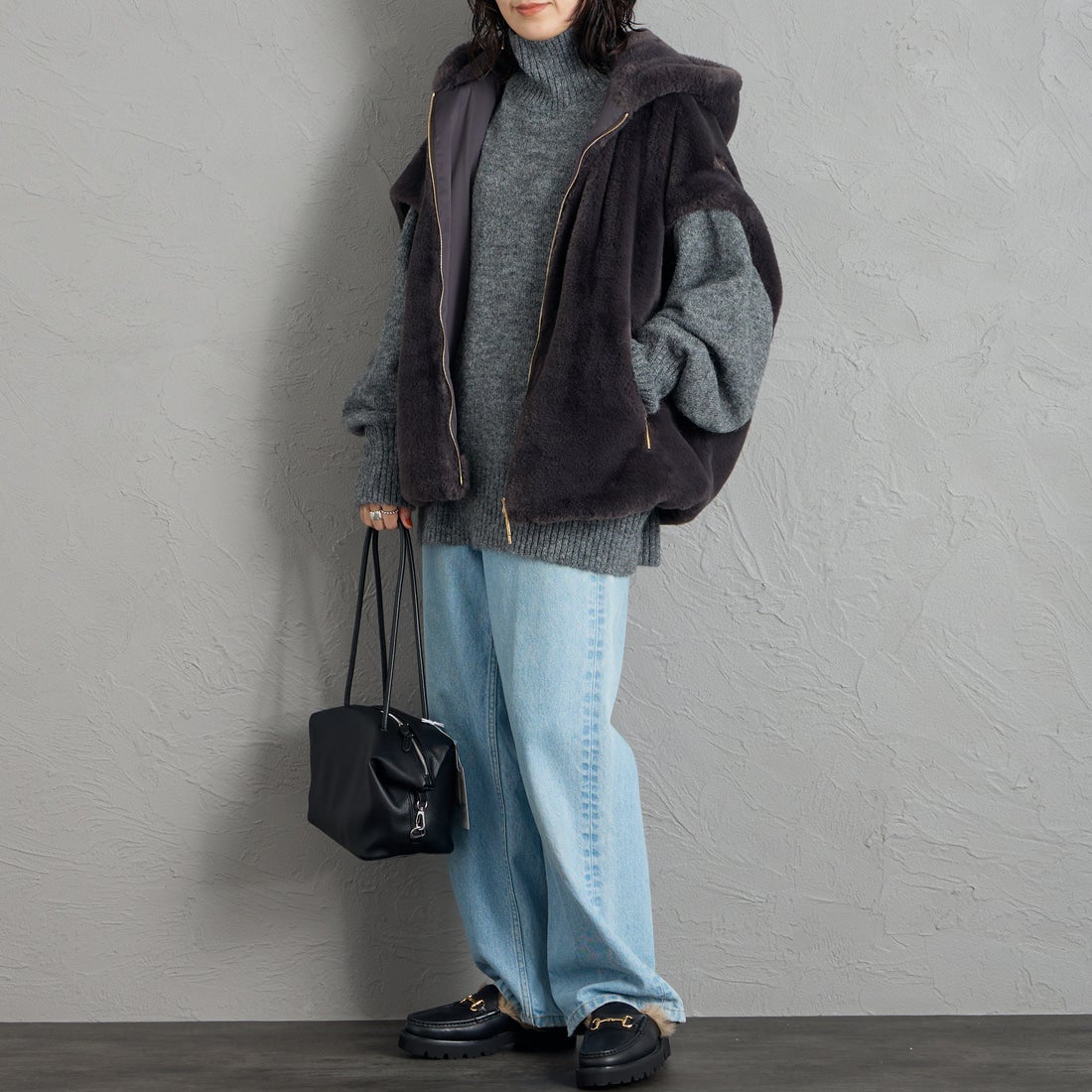 TATRAS [タトラス] GITEGA/ギテガ ボアベスト [LCKA0539033588] C.GRAY &&モデル身長：160cm 着用サイズ：2&&