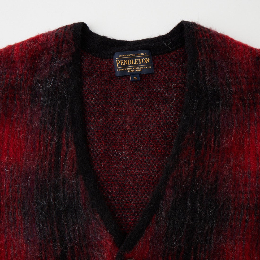PENDLETON [ペンドルトン] モヘア混シャギーチェックカーディガン [6575-6016] 02 RED/CHR