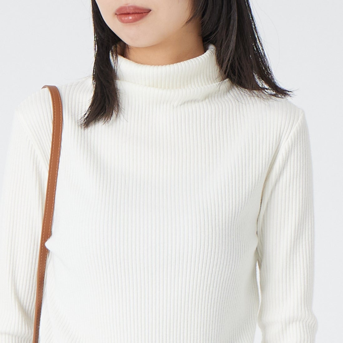 Jeans Factory Clothes [ジーンズファクトリークローズ] ウォームリブタートルネックTシャツ [JFW-C032] O.WHITE &&モデル身長：162cm 着用サイズ：36&&