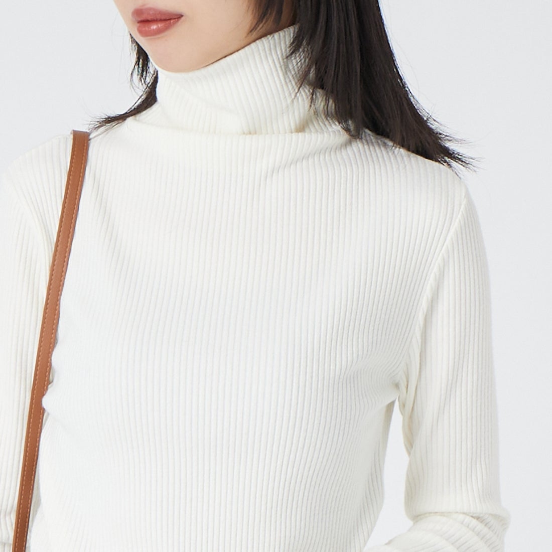 Jeans Factory Clothes [ジーンズファクトリークローズ] ウォームリブタートルネックTシャツ [JFW-C032] O.WHITE &&モデル身長：162cm 着用サイズ：36&&