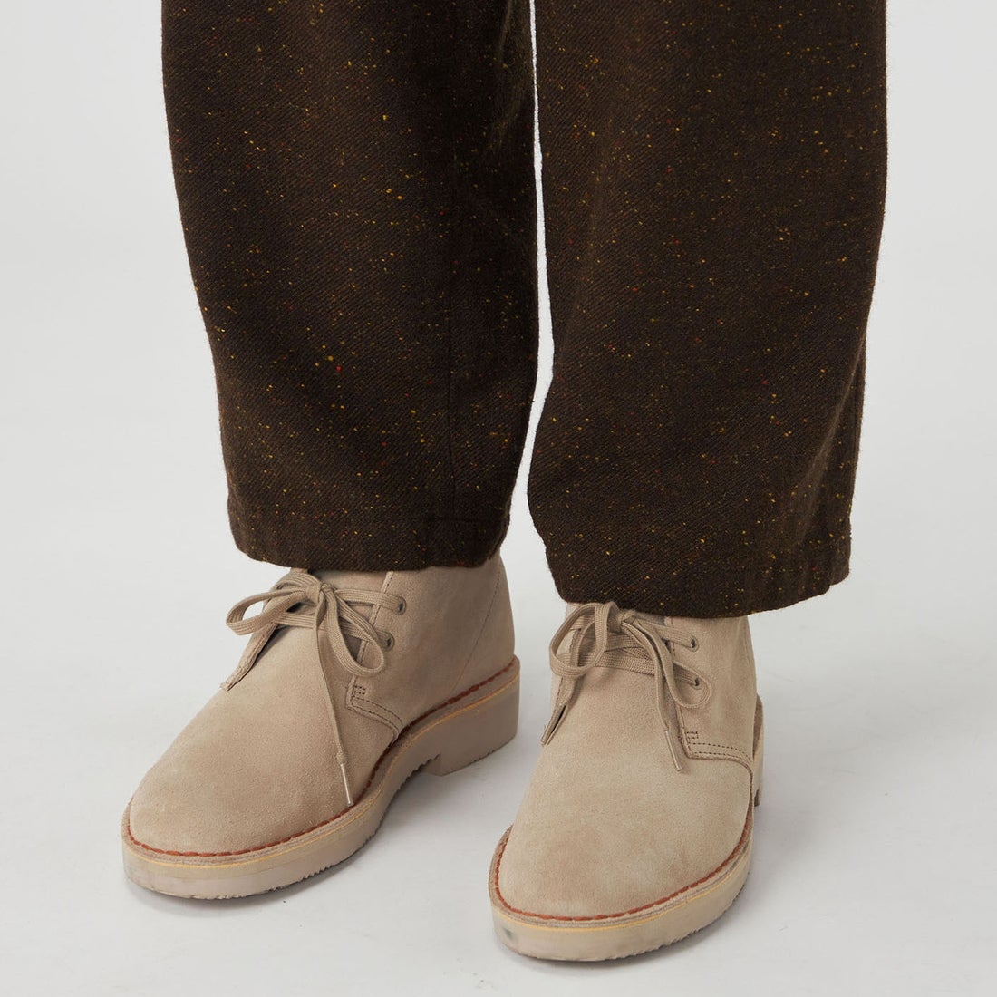 THE NORTH FACE PURPLE LABEL [ザ ノースフェイス パープルレーベル] コットンウールカラーネップフィールドパンツ [N26FC068] BR BROWN &&モデル身長：177cm 着用サイズ：32&&