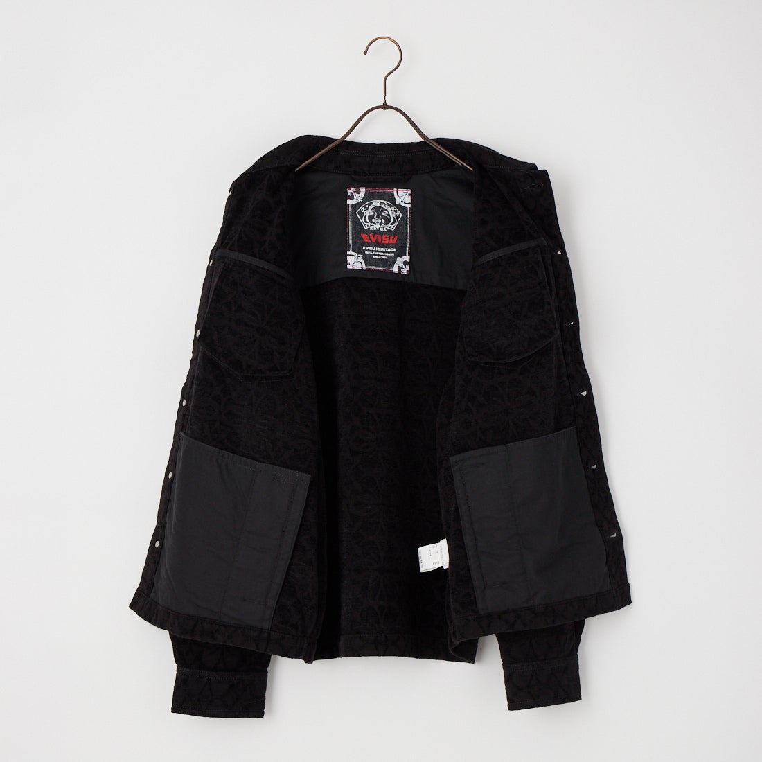 EVISU [エヴィス] ベルベットタッチ 家紋ジャカード シャツジャケット [2EAHTM6JK1050] BLACK