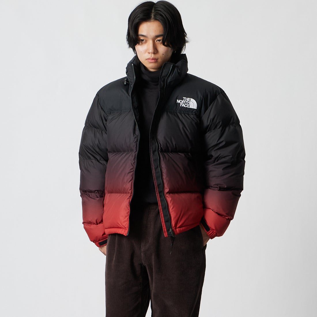 THE NORTH FACE [ザ ノースフェイス] ノベルティヌプシジャケット [ND92650] GR &&モデル身長：177cm 着用サイズ：M&&