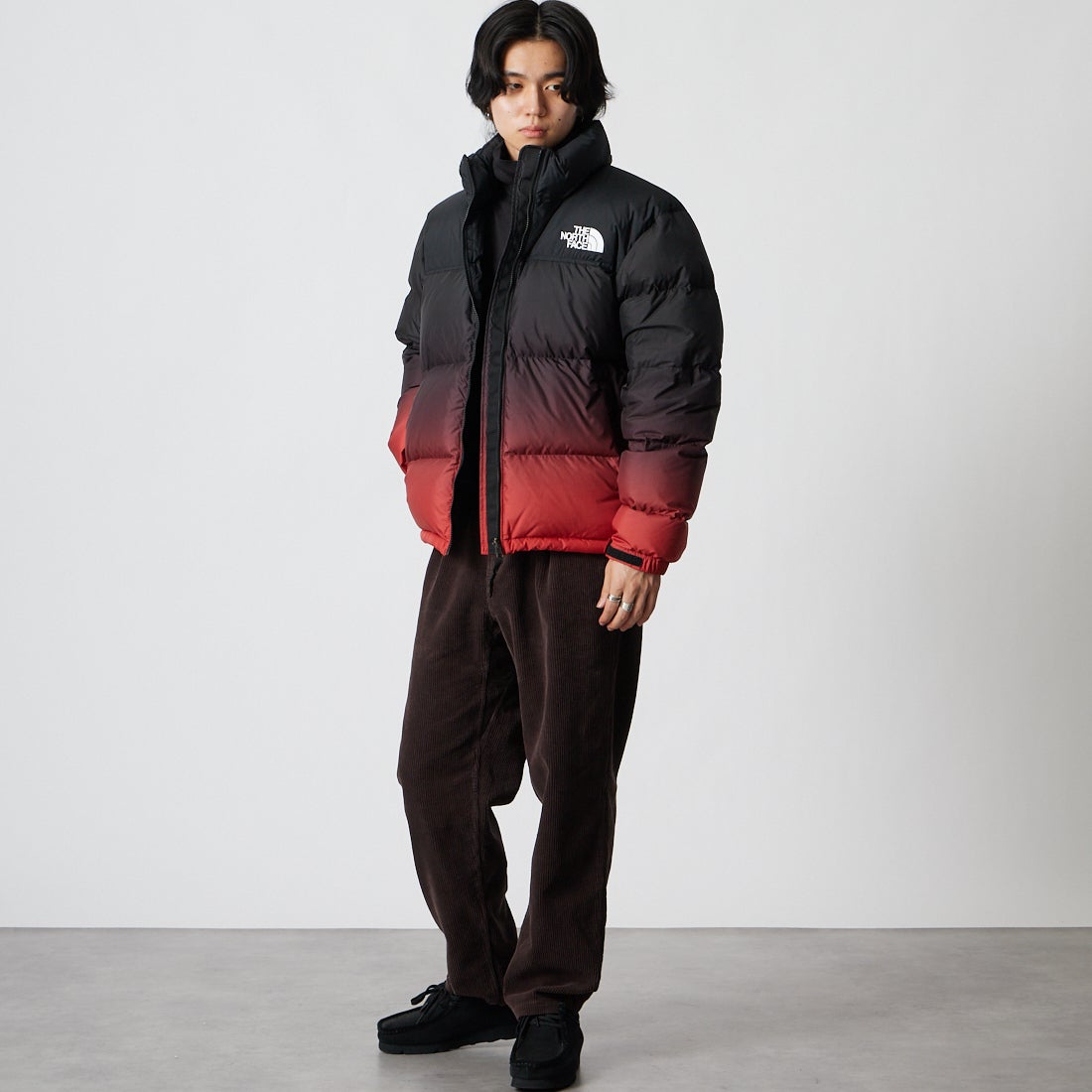 THE NORTH FACE [ザ ノースフェイス] ノベルティヌプシジャケット [ND92650] GR &&モデル身長：177cm 着用サイズ：M&&