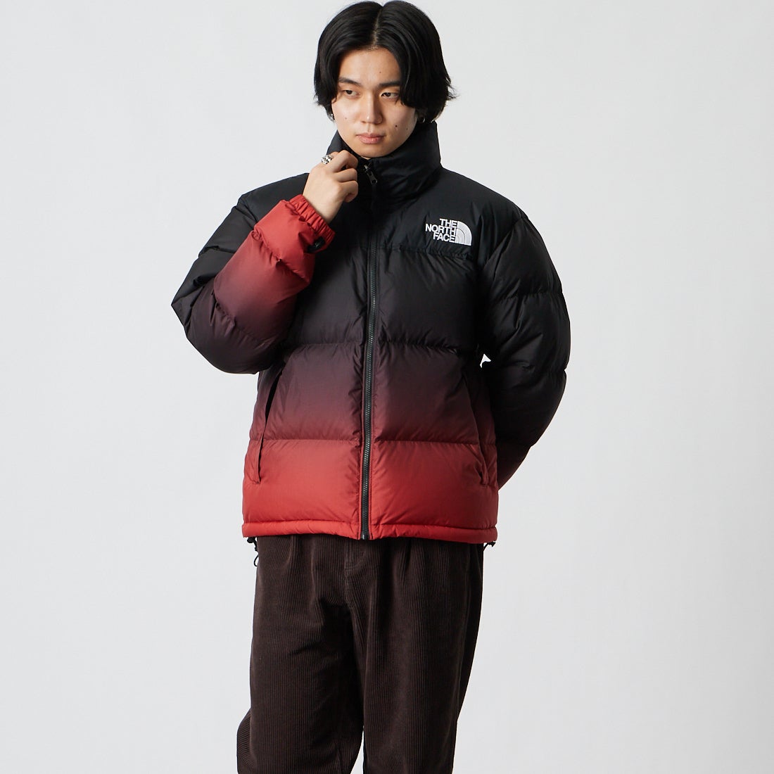 THE NORTH FACE [ザ ノースフェイス] ノベルティヌプシジャケット [ND92650] GR &&モデル身長：177cm 着用サイズ：M&&