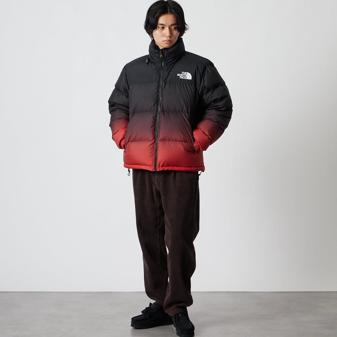 THE NORTH FACE [ザ ノースフェイス] ノベルティヌプシジャケット [ND92650] GR &&モデル身長：177cm 着用サイズ：M&&