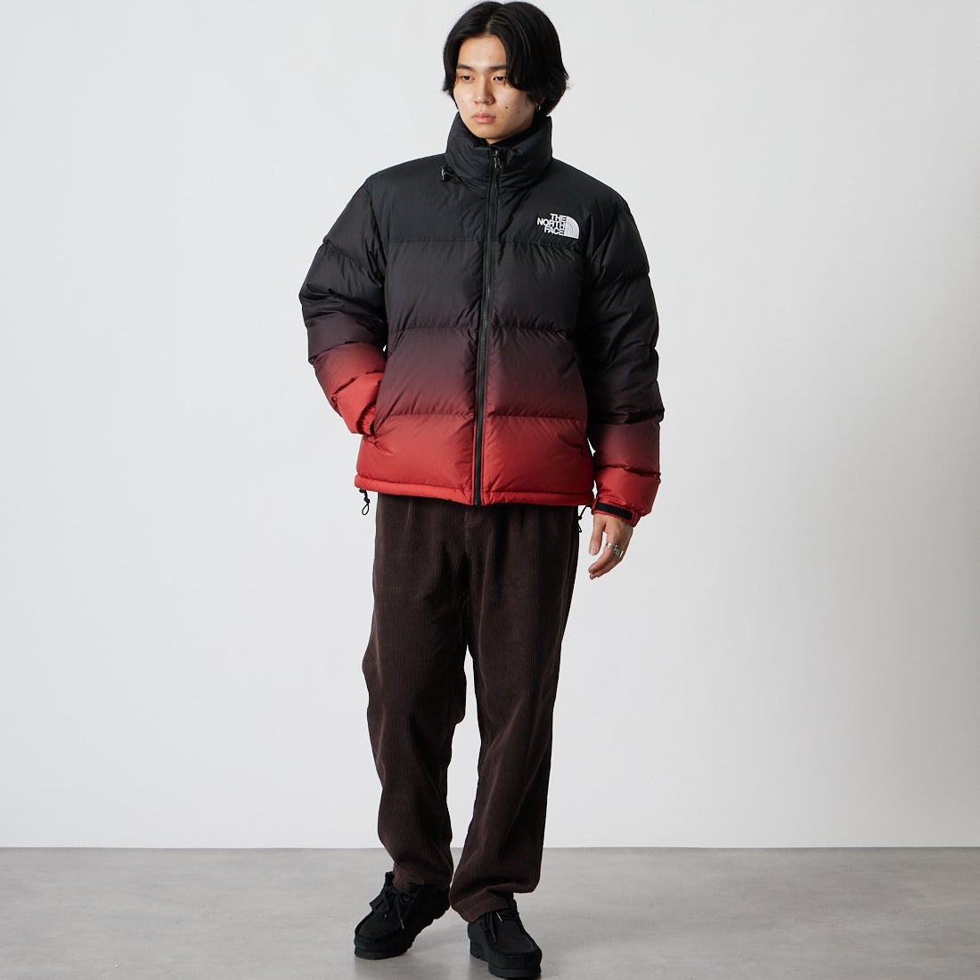 THE NORTH FACE [ザ ノースフェイス] ノベルティヌプシジャケット [ND92650] GR &&モデル身長：177cm 着用サイズ：M&&