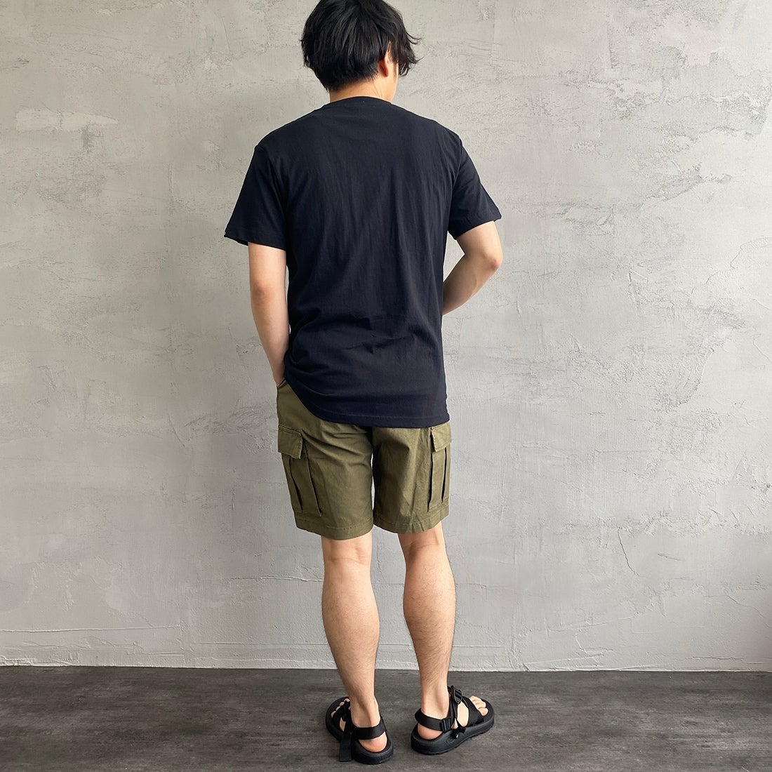 DEUS EX MACHINA [デウス エクス マキナ] SHIELD Tシャツ [T-DMW41808E] BLACK&&モデル身長：170cm 着用サイズ：M&&