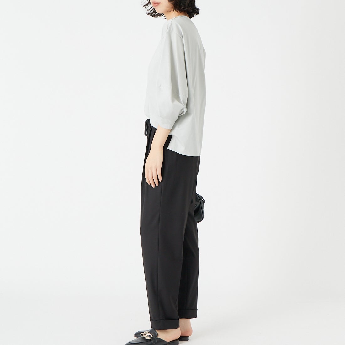 Jeans Factory Clothes [ジーンズファクトリークローズ] ストレッチギャバトラックイージーパンツ [U-2050] 040 ﾌﾞﾗｯｸ &&モデル身長：162cm 着用サイズ：38&&