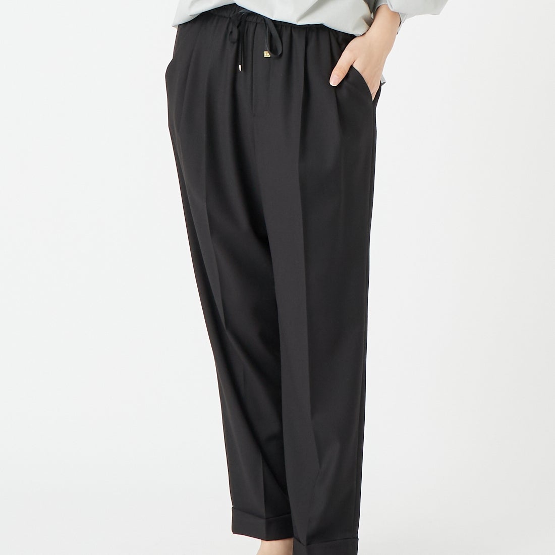 Jeans Factory Clothes [ジーンズファクトリークローズ] ストレッチギャバトラックイージーパンツ [U-2050] 040 ﾌﾞﾗｯｸ &&モデル身長：162cm 着用サイズ：38&&Clothes [ジーンズファクトリークローズ] ストレッチギャバトラックイージーパンツ [U-2050] 020 ｸﾞﾚｰ